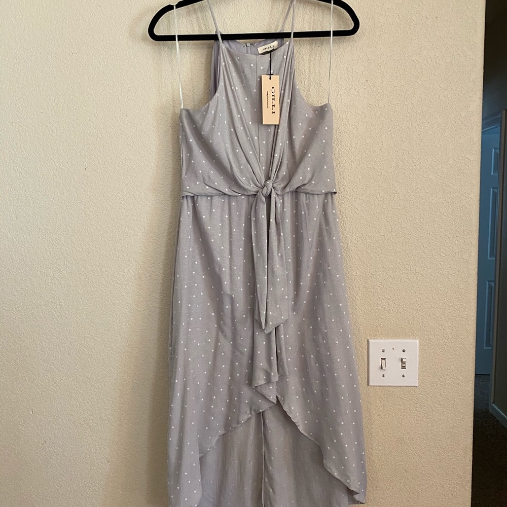 Medium light grey high-low dress NWT